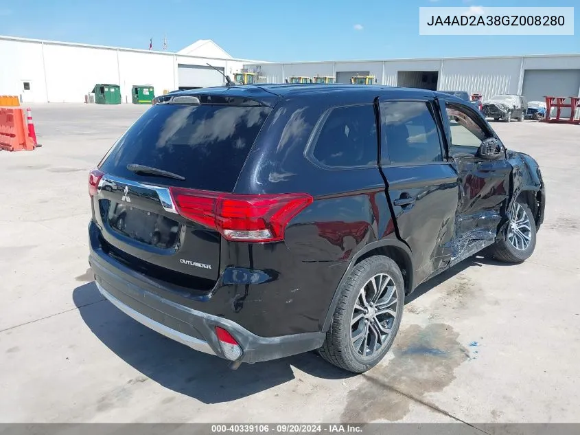 2016 Mitsubishi Outlander Es VIN: JA4AD2A38GZ008280 Lot: 40339106