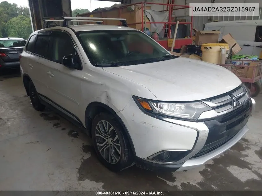 2016 Mitsubishi Outlander Es VIN: JA4AD2A32GZ015967 Lot: 40351610