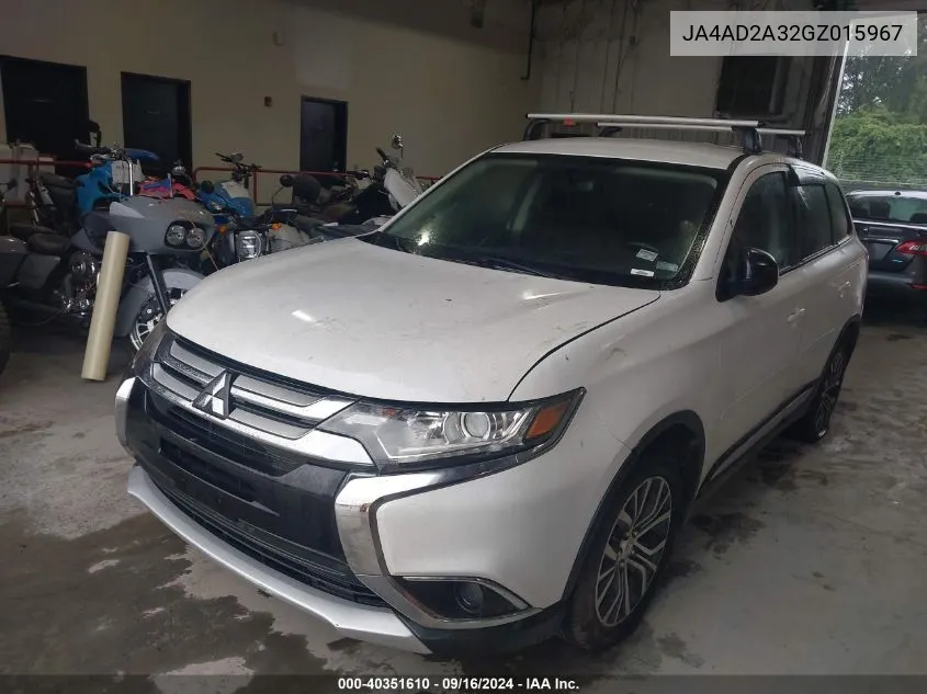 2016 Mitsubishi Outlander Es VIN: JA4AD2A32GZ015967 Lot: 40351610