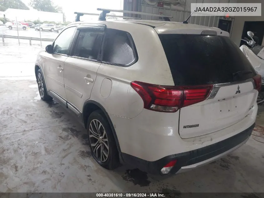 2016 Mitsubishi Outlander Es VIN: JA4AD2A32GZ015967 Lot: 40351610