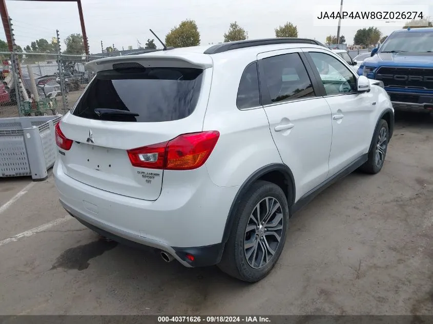 JA4AP4AW8GZ026274 2016 Mitsubishi Outlander Sport 2.4 Gt