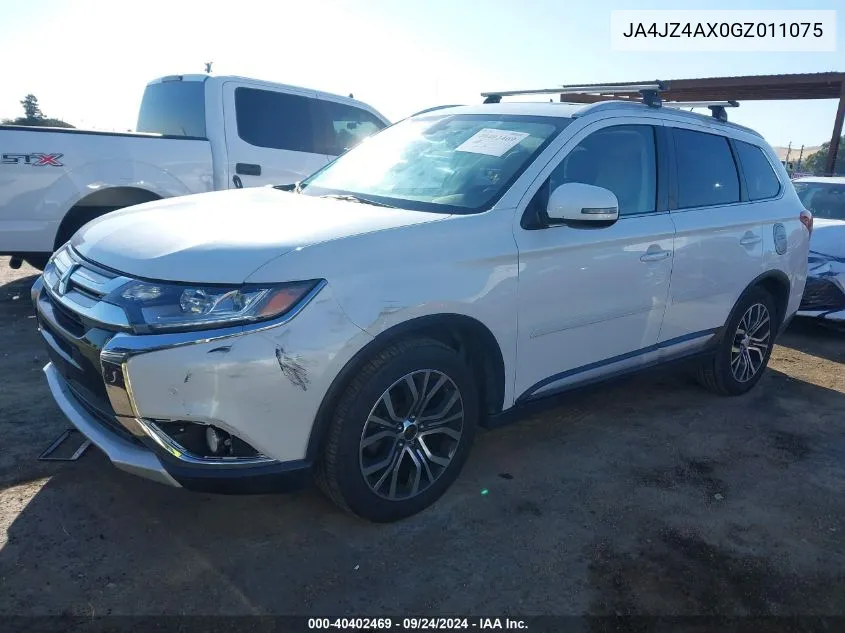 2016 Mitsubishi Outlander Gt VIN: JA4JZ4AX0GZ011075 Lot: 40402469