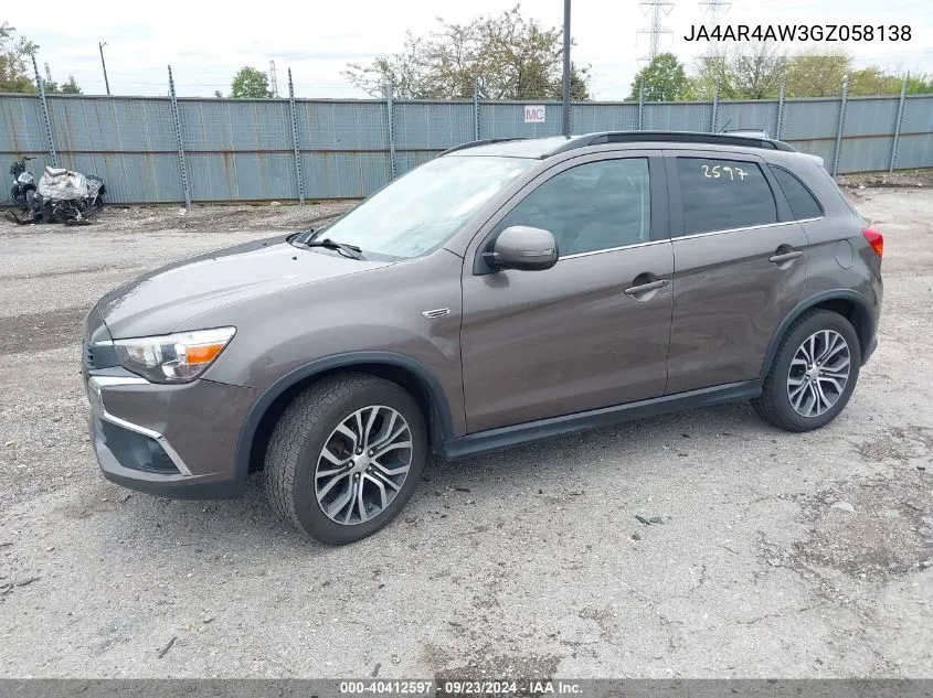 2016 Mitsubishi Outlander Sport 2.4 Gt VIN: JA4AR4AW3GZ058138 Lot: 40412597