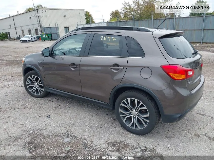 JA4AR4AW3GZ058138 2016 Mitsubishi Outlander Sport 2.4 Gt