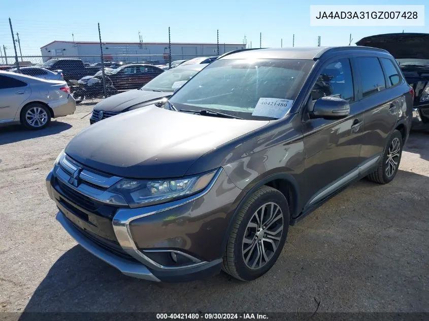 JA4AD3A31GZ007428 2016 Mitsubishi Outlander Se/Sel