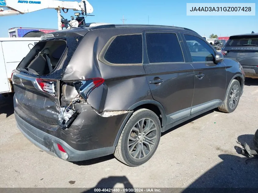 JA4AD3A31GZ007428 2016 Mitsubishi Outlander Se/Sel