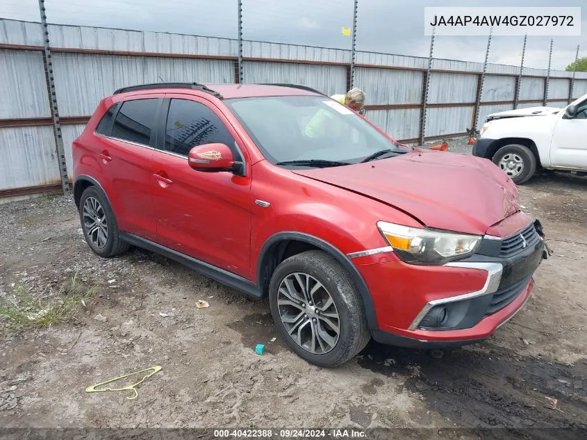 JA4AP4AW4GZ027972 2016 Mitsubishi Outlander Sport Sel/Gt