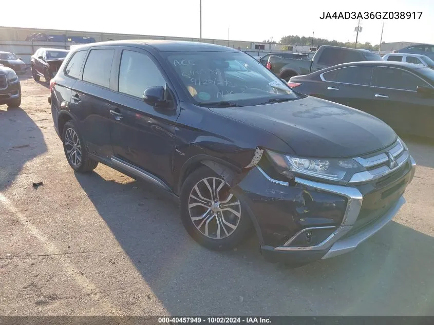 2016 Mitsubishi Outlander Se VIN: JA4AD3A36GZ038917 Lot: 40457949