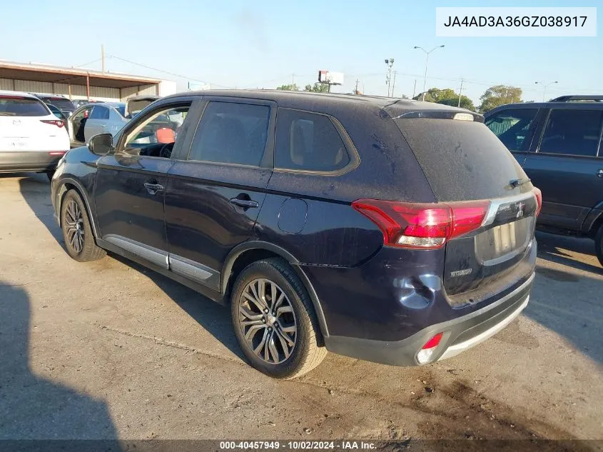 2016 Mitsubishi Outlander Se VIN: JA4AD3A36GZ038917 Lot: 40457949