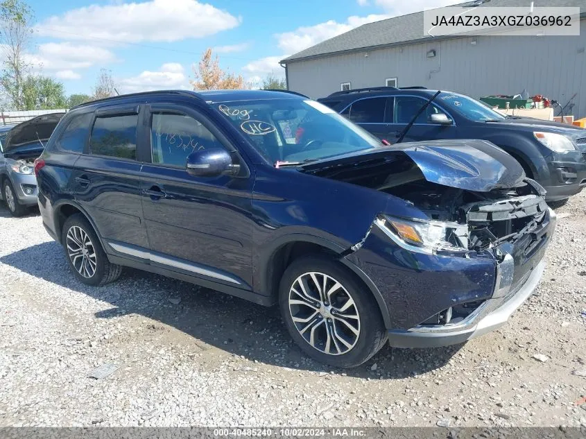 2016 Mitsubishi Outlander Sel VIN: JA4AZ3A3XGZ036962 Lot: 40485240