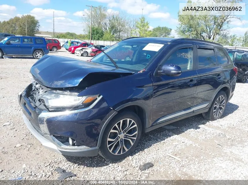 2016 Mitsubishi Outlander Sel VIN: JA4AZ3A3XGZ036962 Lot: 40485240