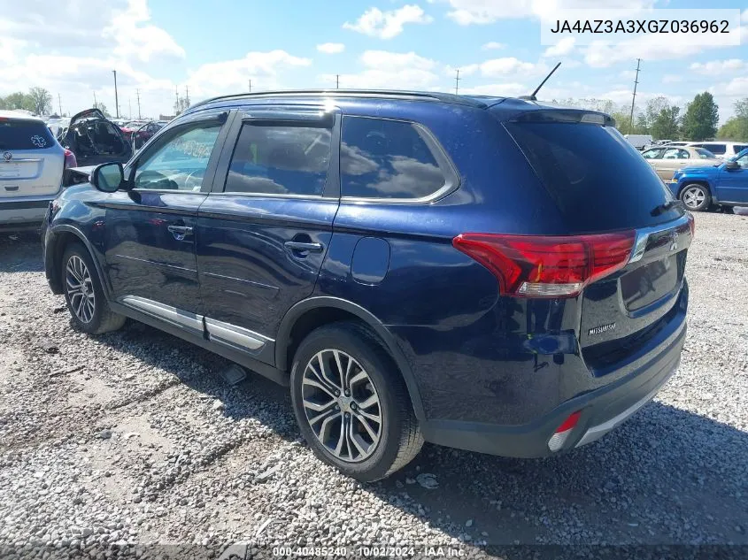 2016 Mitsubishi Outlander Sel VIN: JA4AZ3A3XGZ036962 Lot: 40485240