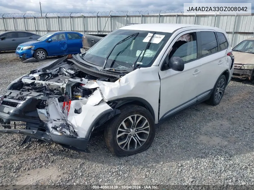 2016 Mitsubishi Outlander Es VIN: JA4AD2A33GZ008042 Lot: 40503839