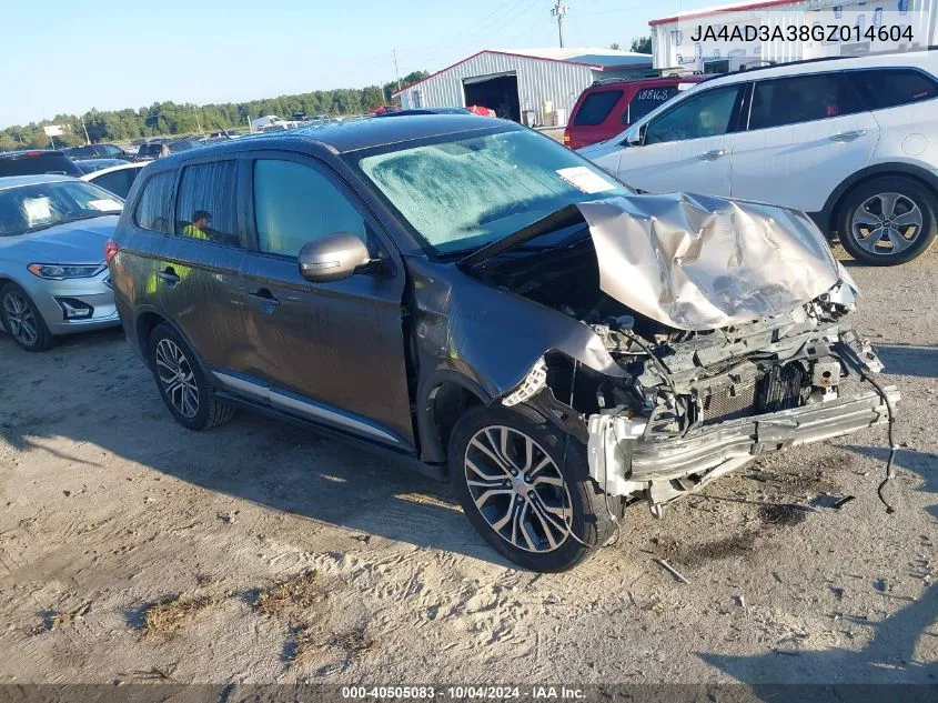 2016 Mitsubishi Outlander Se VIN: JA4AD3A38GZ014604 Lot: 40505083