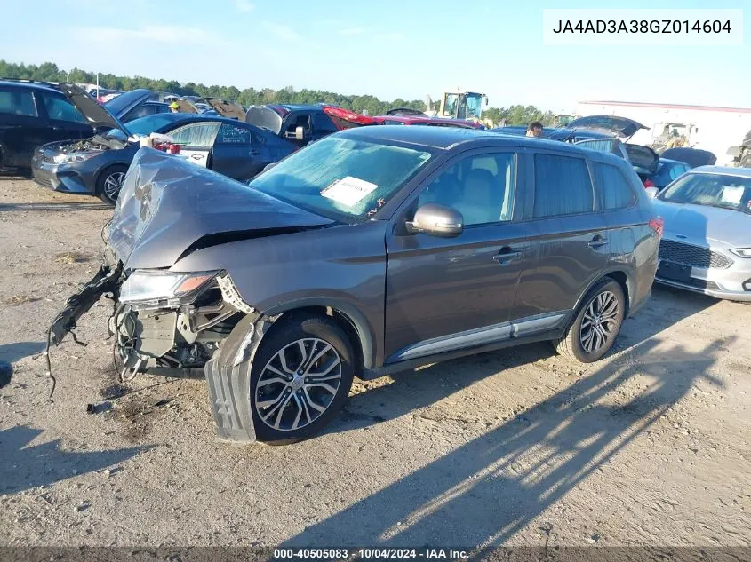 2016 Mitsubishi Outlander Se VIN: JA4AD3A38GZ014604 Lot: 40505083