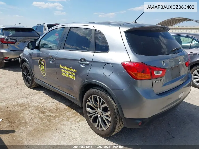 JA4AP3AUXGZ063402 2016 Mitsubishi Outlander Sport 2.0 Es