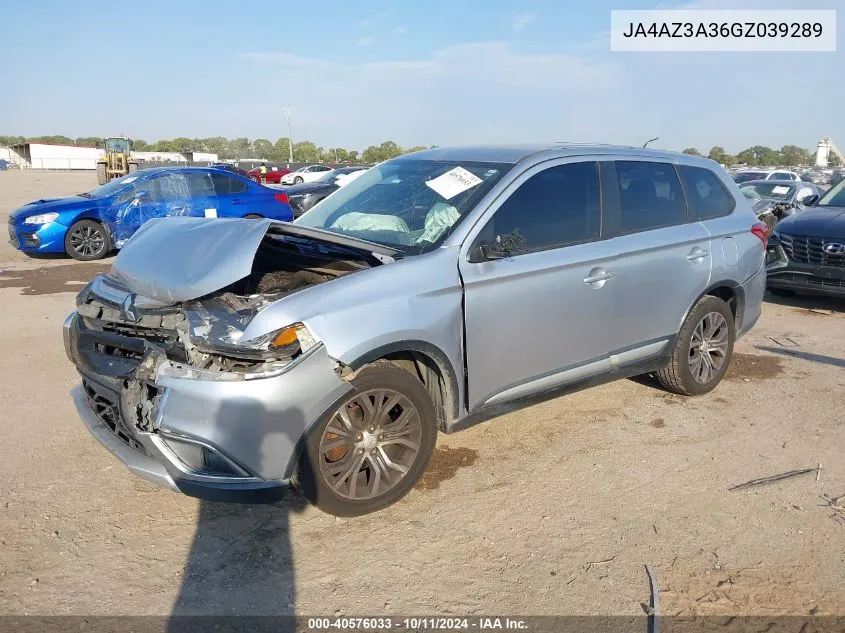 2016 Mitsubishi Outlander Se/Sel VIN: JA4AZ3A36GZ039289 Lot: 40576033