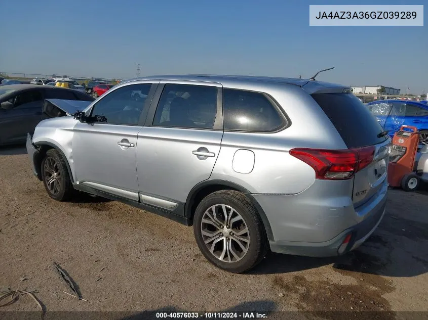 2016 Mitsubishi Outlander Se/Sel VIN: JA4AZ3A36GZ039289 Lot: 40576033