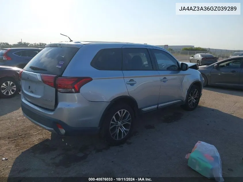 2016 Mitsubishi Outlander Se/Sel VIN: JA4AZ3A36GZ039289 Lot: 40576033