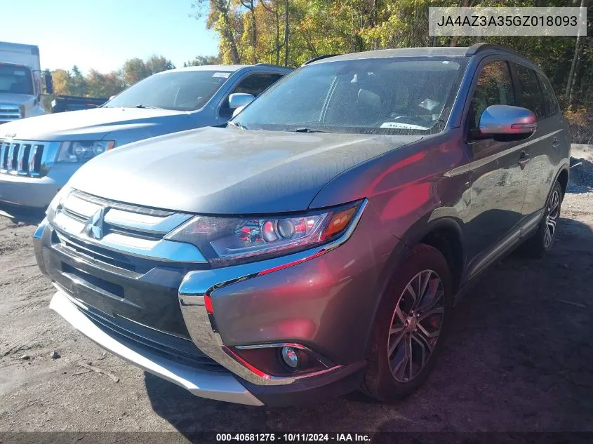 2016 Mitsubishi Outlander Se/Sel VIN: JA4AZ3A35GZ018093 Lot: 40581275