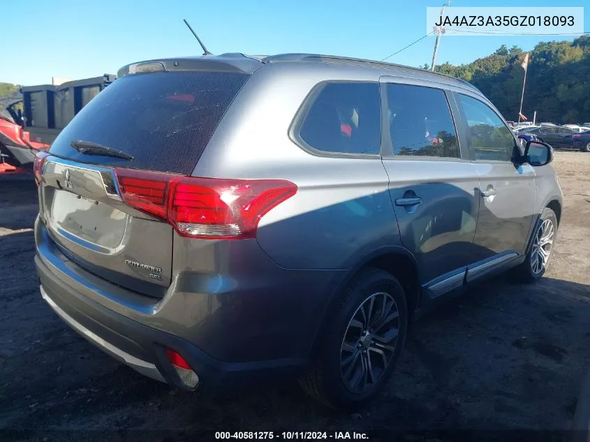 2016 Mitsubishi Outlander Se/Sel VIN: JA4AZ3A35GZ018093 Lot: 40581275