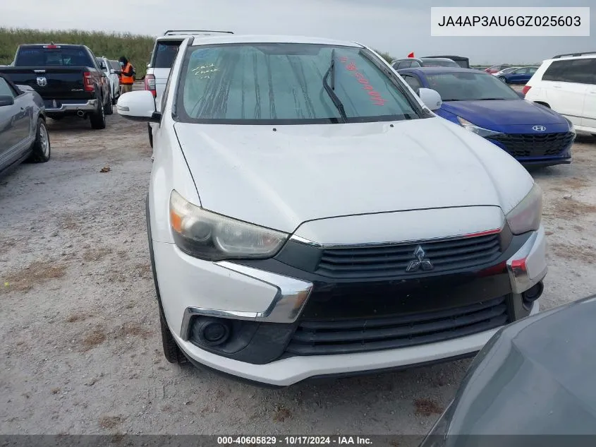 JA4AP3AU6GZ025603 2016 Mitsubishi Outlander Sport Es/Se