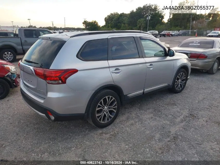 2016 Mitsubishi Outlander Sel VIN: JA4AD3A38GZ055377 Lot: 40623743