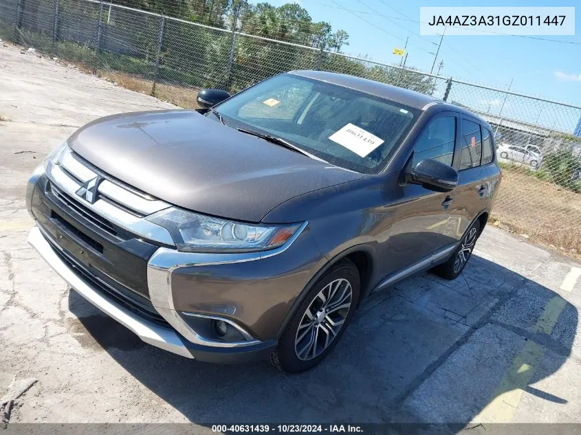 2016 Mitsubishi Outlander Se VIN: JA4AZ3A31GZ011447 Lot: 40631439