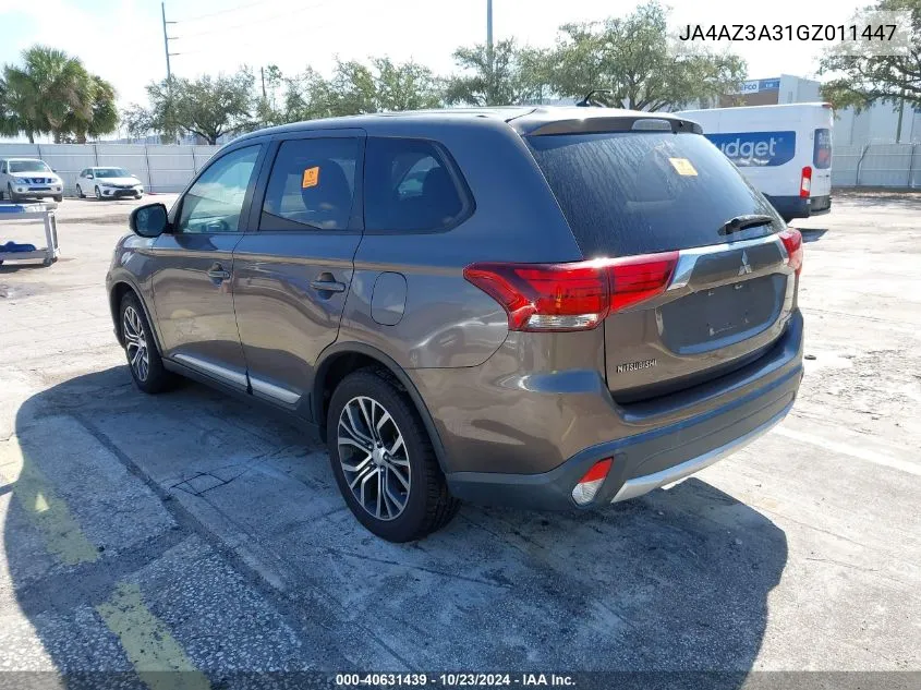 2016 Mitsubishi Outlander Se VIN: JA4AZ3A31GZ011447 Lot: 40631439