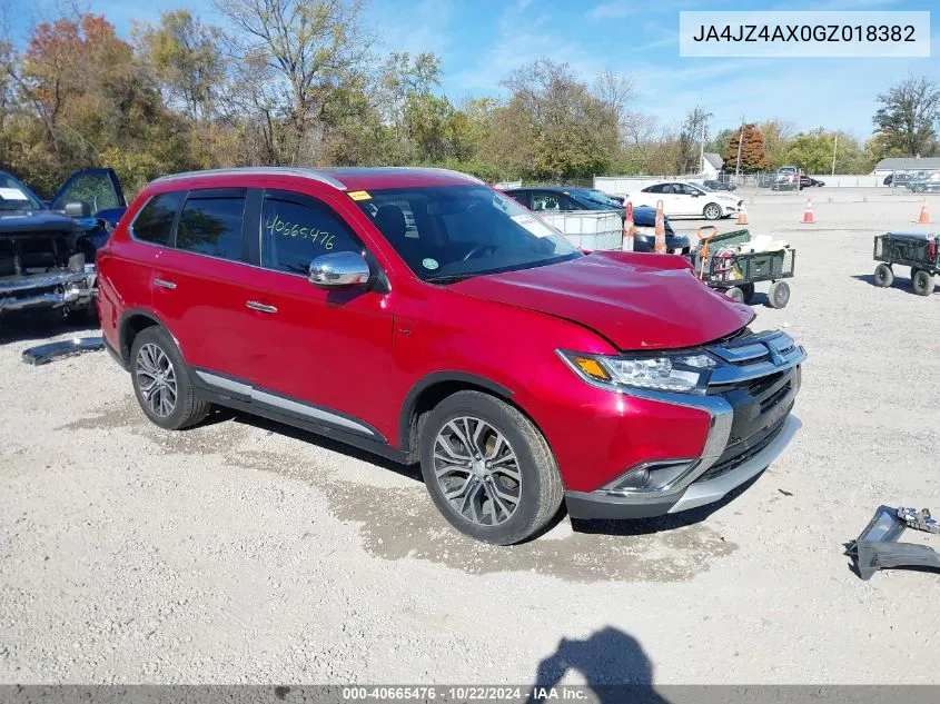 2016 Mitsubishi Outlander Gt VIN: JA4JZ4AX0GZ018382 Lot: 40665476