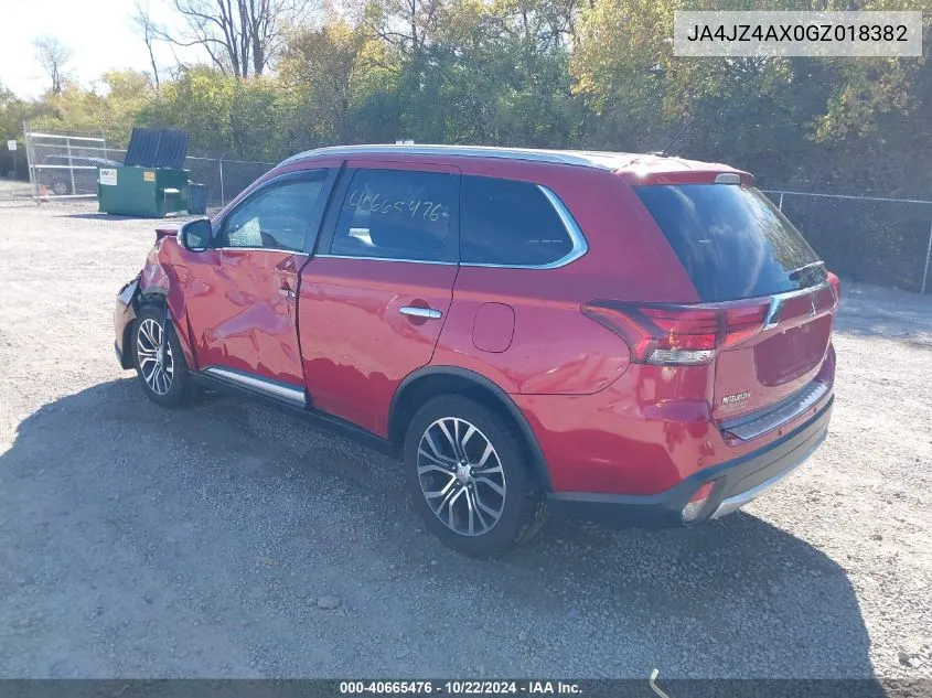 2016 Mitsubishi Outlander Gt VIN: JA4JZ4AX0GZ018382 Lot: 40665476