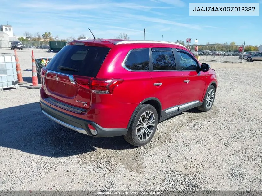 2016 Mitsubishi Outlander Gt VIN: JA4JZ4AX0GZ018382 Lot: 40665476