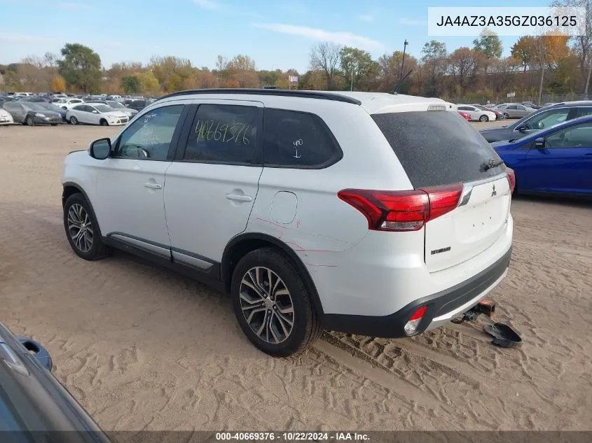 2016 Mitsubishi Outlander Sel VIN: JA4AZ3A35GZ036125 Lot: 40669376