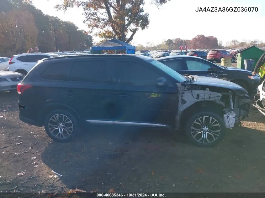 2016 Mitsubishi Outlander Sel VIN: JA4AZ3A36GZ036070 Lot: 40685346