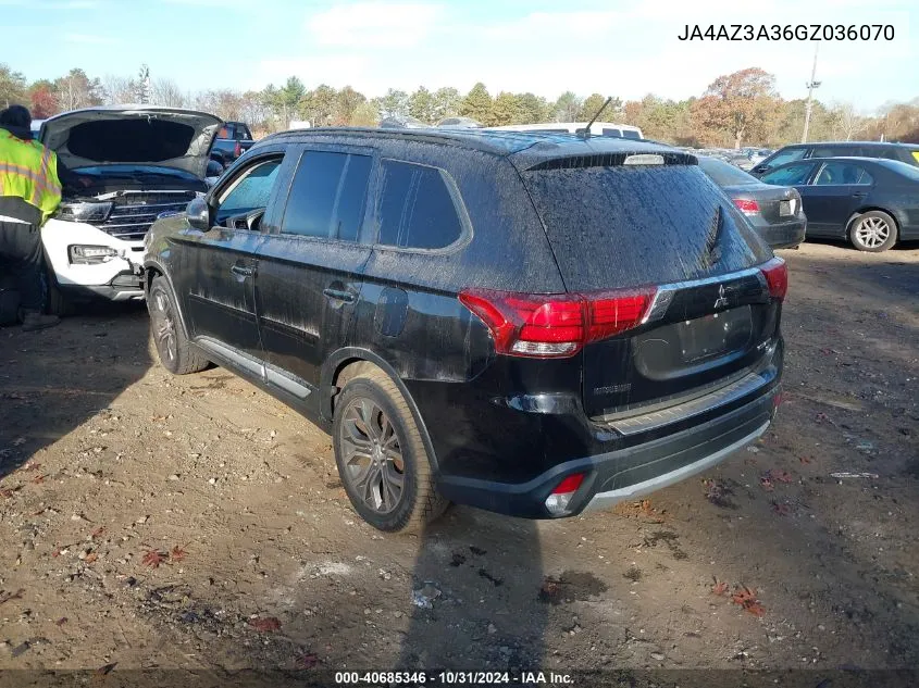 2016 Mitsubishi Outlander Sel VIN: JA4AZ3A36GZ036070 Lot: 40685346