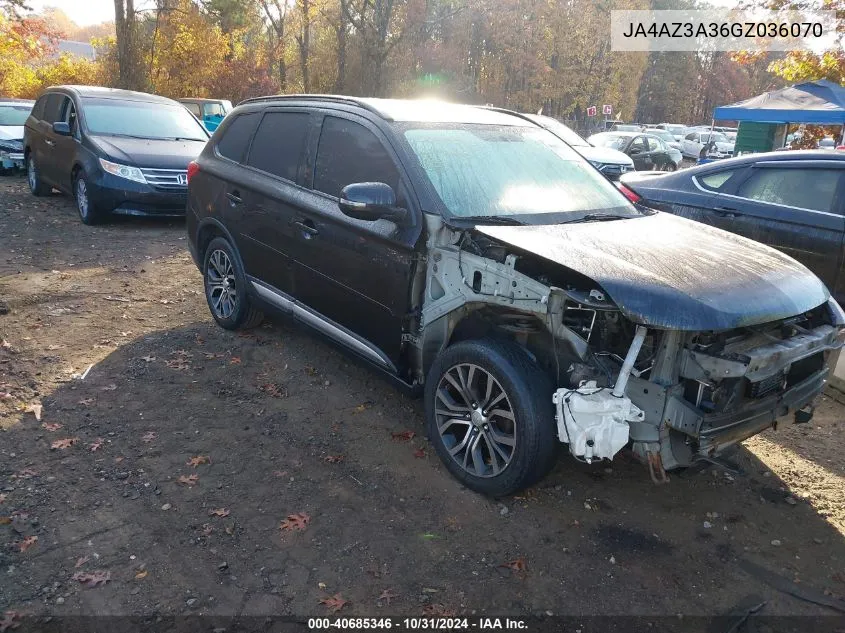 2016 Mitsubishi Outlander Sel VIN: JA4AZ3A36GZ036070 Lot: 40685346