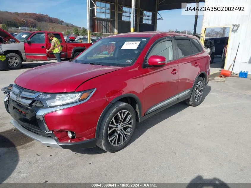 2016 Mitsubishi Outlander Se VIN: JA4AZ3A35GZ002492 Lot: 40690641