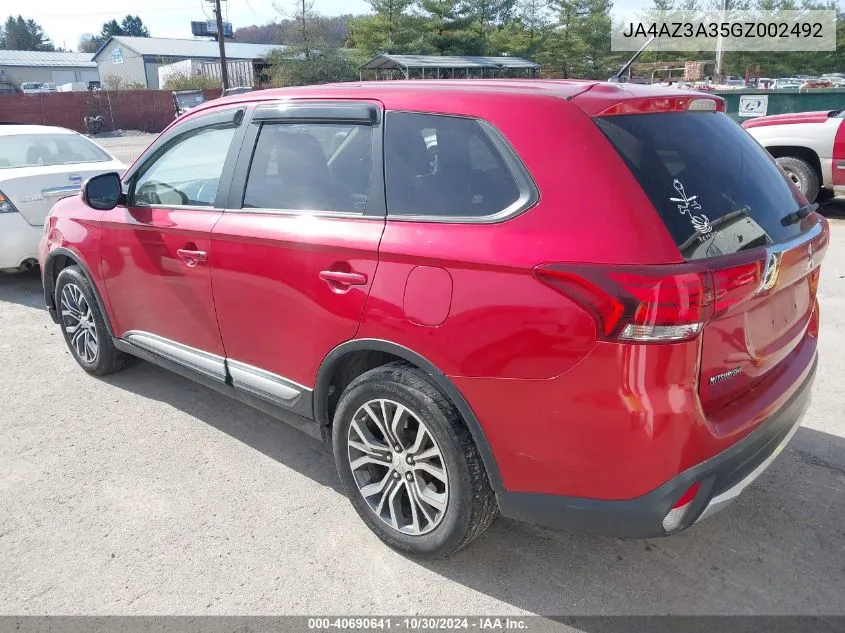 2016 Mitsubishi Outlander Se VIN: JA4AZ3A35GZ002492 Lot: 40690641