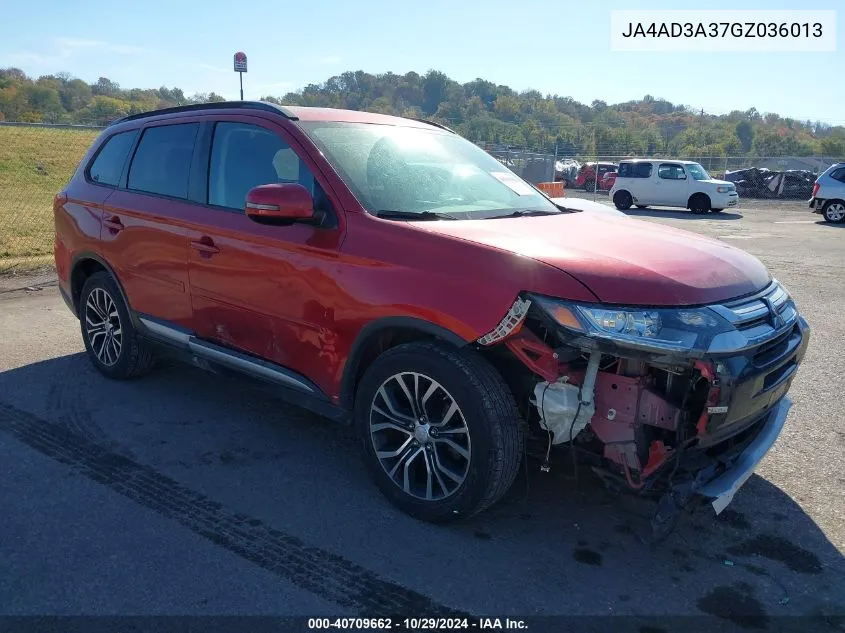 2016 Mitsubishi Outlander Sel VIN: JA4AD3A37GZ036013 Lot: 40709662