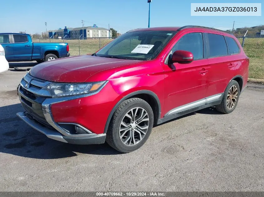 2016 Mitsubishi Outlander Sel VIN: JA4AD3A37GZ036013 Lot: 40709662