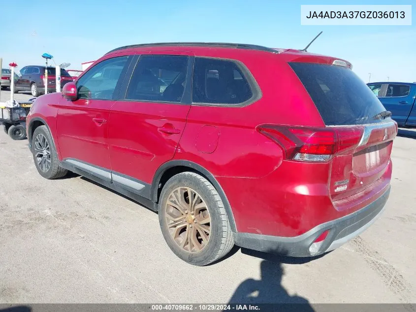 2016 Mitsubishi Outlander Sel VIN: JA4AD3A37GZ036013 Lot: 40709662