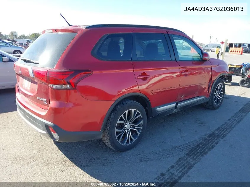 2016 Mitsubishi Outlander Sel VIN: JA4AD3A37GZ036013 Lot: 40709662