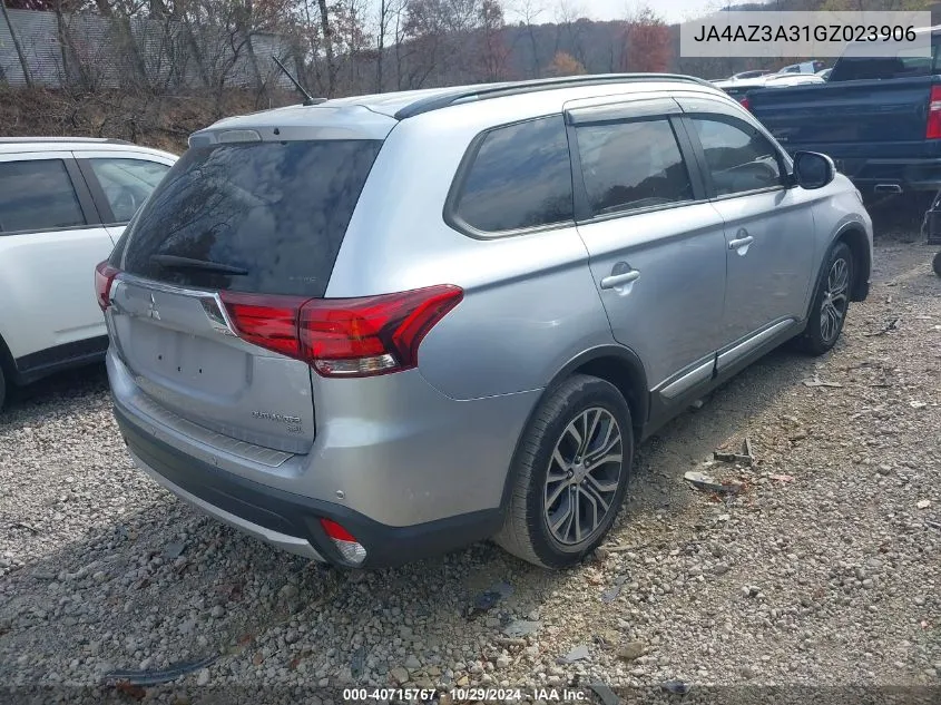 2016 Mitsubishi Outlander Sel VIN: JA4AZ3A31GZ023906 Lot: 40715767