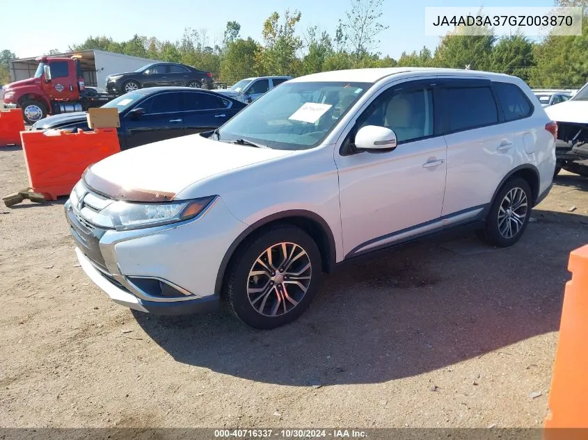 2016 Mitsubishi Outlander Se/Sel VIN: JA4AD3A37GZ003870 Lot: 40716337