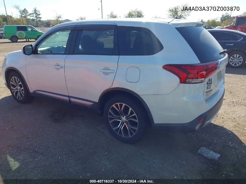 2016 Mitsubishi Outlander Se/Sel VIN: JA4AD3A37GZ003870 Lot: 40716337