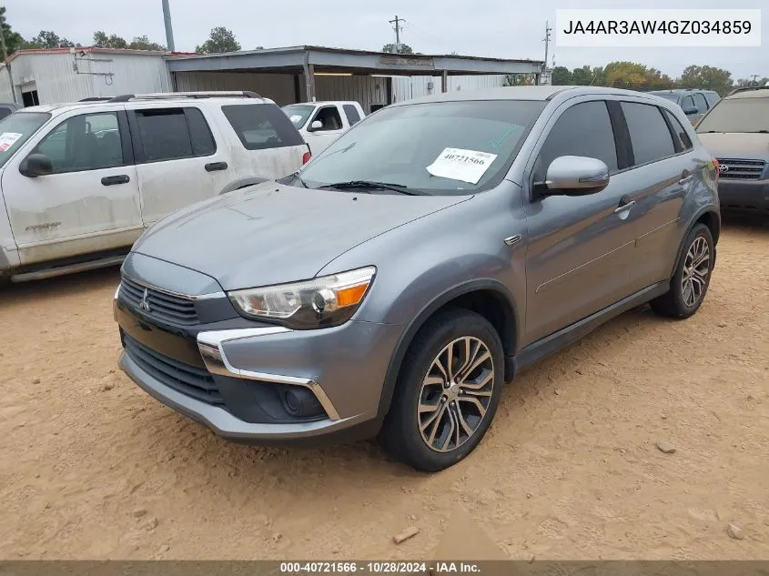 2016 Mitsubishi Outlander Sport 2.4 Es/2.4 Se VIN: JA4AR3AW4GZ034859 Lot: 40721566