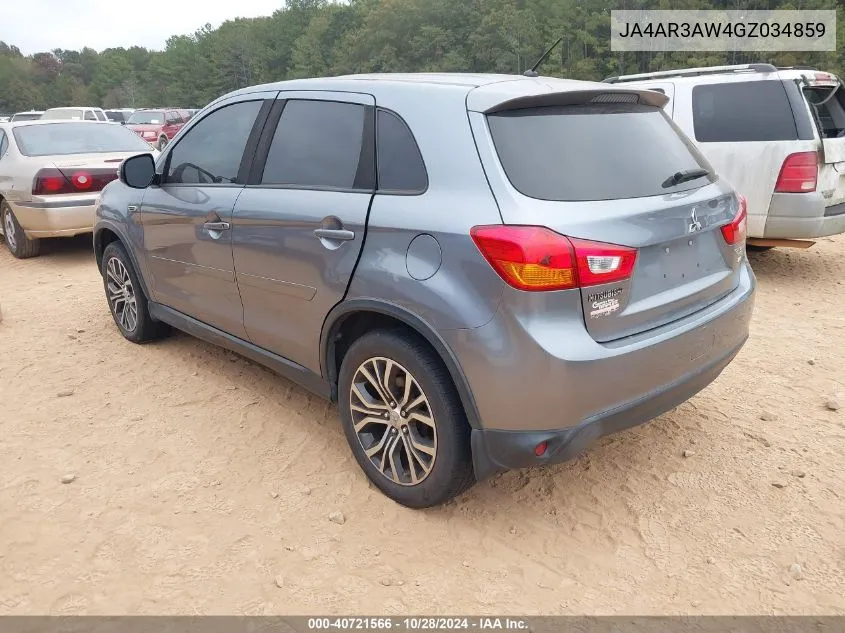 2016 Mitsubishi Outlander Sport 2.4 Es/2.4 Se VIN: JA4AR3AW4GZ034859 Lot: 40721566