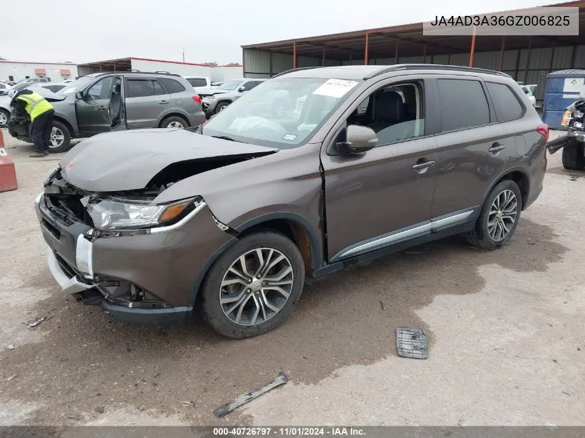 2016 Mitsubishi Outlander Sel VIN: JA4AD3A36GZ006825 Lot: 40726797