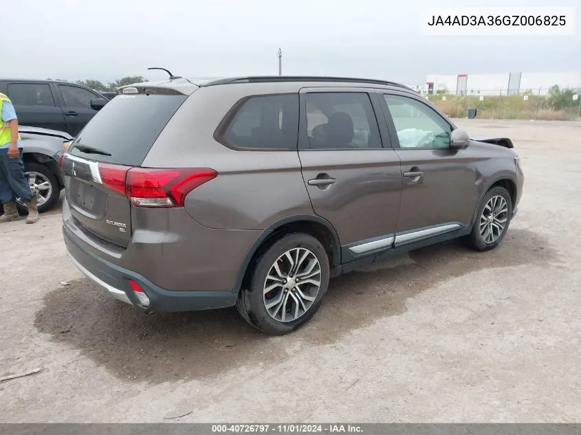 2016 Mitsubishi Outlander Sel VIN: JA4AD3A36GZ006825 Lot: 40726797