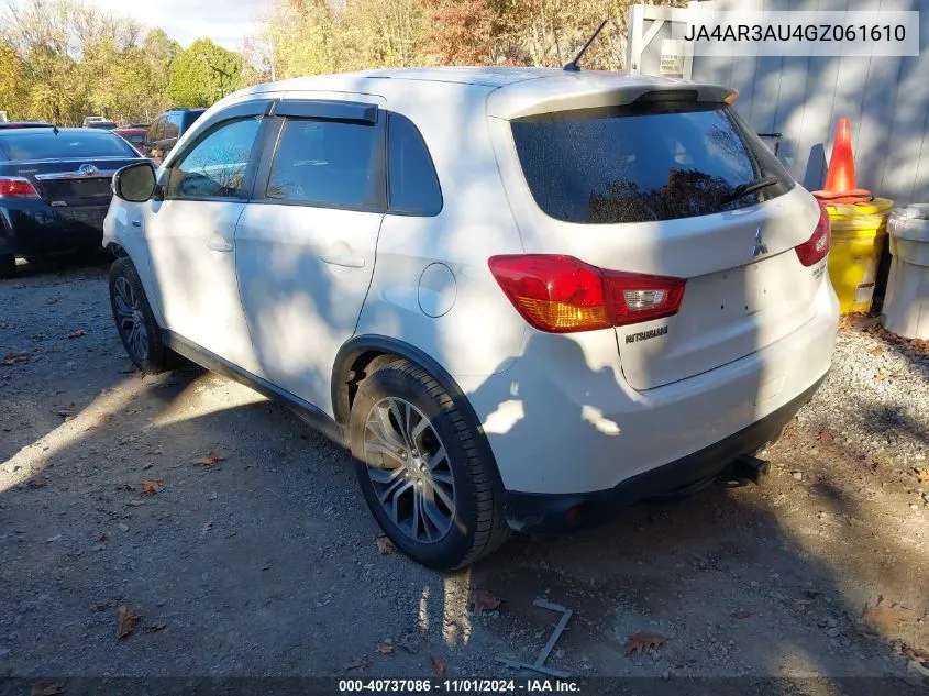 2016 Mitsubishi Outlander Sport 2.0 Es VIN: JA4AR3AU4GZ061610 Lot: 40737086